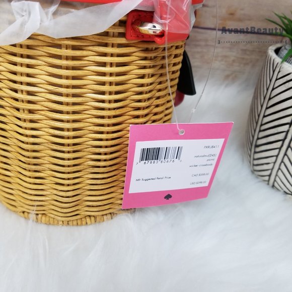 Kate Spade Picnic Cherries Wicker Crossbody Bucket - Picture 14 of 16